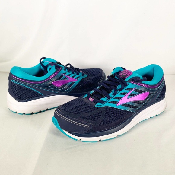 Brooks Addiction 13 Athletic Training Shoe Womens Size 9 1202532E456 Blue Pink - Picture 1 of 10